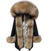 Womens Down Parkas Maomaokong Winter Coats Rabbit Lining Jacket Natural Real Raccoon Fur Collar Parka Fox Long Female Clothing 231120