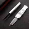 1st 2023 High End Silver Mt UT Auto Tactical Knife D2 Stone Wash Blade CNC 6061-T6 Handle EDC Gift Knives With Nylon Bag