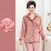 Women's Sleepwear Middle-aged Elderly Suit Coral Velvet Pajamas Female Mother Autumn Winter Thickened Warm Flannel Loungewear Set