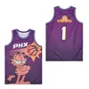 Movie Basketball PHX 1 Garfield Jerseys Men 2004 Retro Black White Purple Team College For Sport Fans Pure Cotton Retire Breathable Vintage Pullover HipHop Uniform