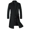 Мужское шерстяное пальто на осень и зиму, мужское шерстяное пальто, удлиненное европейское пальто больших размеров, корейская версия, тонкое бархатное толстое пальто 231120