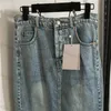 Schlanker Denim-Halbrock für Damen-Designer-Kleid, Buchstabe, Strass, hohe Taille, Hüftrock, sexy Jeansrock