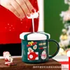 Mokken Kerst Keramische Mok Creatieve Leuke Koffie met Deksel Lepel Decoratie Drinkbeker Melk Drinkware Jaar Geschenk 231120