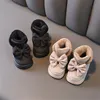 Boots Winter Baby Snow Boots Waterproof Butterflyknot Warm Plush Girls Princess Shoes Nonslip Fashion Toddler Kids Bootss 231118