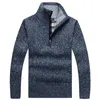 Męskie swetry jesień męski gęsty ciepły dzianinowy pullover solidny golowe goleń długie rękawowe swetry pół zip ciepłe polarowe zimowe jumper wygodne ubranie 231120