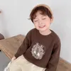 子供のセーターライオンボーイズセーター秋のティーンエイジャーカーディガンの男の子服コットン幼児ベビーセータープルオーバーニット210308