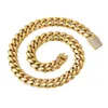 6/8/10/12/14mm Cuban Link Chain Necklaces Bracelets Curb Choker Collar Chains Jewelry Micro-inset CZ Box Clasps 316L Stainless Steel 18K Gold Plated For Men Women