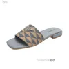 Broderade tygskivor tofflor svart beige multicolor mules björn tofflor kvinnors hem flip flops casual sandaler sommar läder platt gummisula