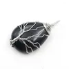 Pendentif Colliers Larme Fil Enroulé Collier Pierre Naturelle Style Chic Cuivre Arbre De Vie Goutte D'eau Chakra