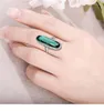 Cluster Rings 925 Sterling Silver Green Crystal Smoky Quartz Women's Ring K- Trendy Big Resized Gemstone Fine Jewelry Gift Party