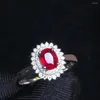 Pierścienie klastra T1214 Ruby Ring Fine Biżuter