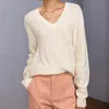 SWEATERS SWEATER KOBIET KOBIETY SWORKI SWITE Jesienne Pullovers Bandyna Swatery długi rękaw V DZIAŁKI DZIAŁKI W CROP TOPS Knitwears dla szczupłych dziewcząt 231118