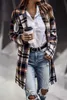 Veste d'hiver femmes Plaid pull décontracté boutonné laine mélange hiver Plaid poche Trench manteau 27PGOL