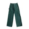 Men's Jeans Green Cargo Pants Personalized Wide Leg Pant Fashion Jeans Woman High Waist Y2k Straight Baggy Pants Streetwear Denim Trousers 231118