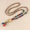 Pendant Necklaces Retro Bodhi Wood Bead Necklace Long Wooden Sweater Chain Cotton And Linen For Women Men Jewelry Gifts