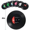 Mats Pads est 6pcs Plastic Retro Vinyl Record Cup Mat Anti-slip Coffee Coasters Heat Resistant Music Drink Mug Mat Table Placemat 230419