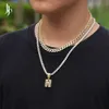 Jojo mode 26 bokstäver anpassade isiga miami baguette brev diamanter charm diy initial halsband hänge hip hop man