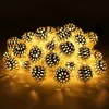 Strängar Led Globe Fairy Lights Marockan Orb Silver Metal Balls String EU Plug Power 6M 10M Holiday Party Decoration för julled