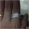 Eheringe Marke Vintage-Schmuck Frauen Männer Ring 2Ct 5A Zirkon CZ 925 Sterling Silber Weibliche Engagement Band Set20 Drop Lieferung dhlqo