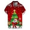 Men's T Shirts Large Piece Short Sleeve Shirt Autumn Casual Christmas Theme Hawaii Blouse Mens Long Sleeved