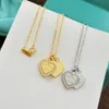 قلادة قلادة شعبية شهيرة الإصدار العالي S sterling Sier Double Heart Charm Glue Glue Glue Miamond Plated Necklace Necklace Gift