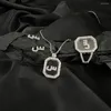 Ketting oorbellen stelt hibride gepersonaliseerde Arabische brief en ring 3-delige kubieke zirkonia sieraden voor Dubai-vrouwen N-1316