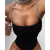 Combinaisons pour femmes Barboteuses Combinaison sexy Dames Casual Maillot de bain sans manches Vêtements de plage Bretelles en diamant Dos nu Body Été Femmes Mode