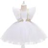 Abiti da ragazza Baby Birthday Wedding Party Tulle Dress Bambini Princess White Toddler Girls Floral per abito da ballo per battesimo