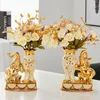 Vases European Style Ceramic Golden Vase Arrangement Dining Table Home Decoration Accessories Creative Golden Elephant Vases 231120