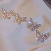 Boucles d'oreilles VSnow exquise or argent couleur strass papillon boucles d'oreilles pour femmes Bling bijoux en métal creux