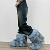 Lady Woman's Winter Kış Kabarık Sahte Tilki Kürk Kürk Botları Kadın Peluş Peluş Sıcak Kar Botları Lüks Ayakkabı Kızlarının Kürklü Kürk Botları Moda Kış Ayakkabı