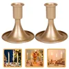 Candle Holders 2 Pcs Candlestick Stand Dinning Table Ornaments Holder LED Decoration Retro Taper Iron Metal Centerpiece