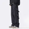 Men's Pants Men Cargo Buttoned Leg Trousers Stylish Mid-rise With Side Buckle Design Straight Wide For Long-lasting