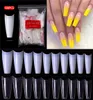 500 unids / paquete Puntas de uñas acrílicas falsas naturales transparentes Media cubierta Uñas postizas de ataúd francés para uñas de extensión Manicura de gel UV 9609609