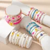 Ensemble de bracelets de Surf en argile polymère pour femmes, bijoux de marque, couleur contrastée douce, Style bohème, alliage mixte, Bracelets élastiques en résine