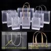 2021 Sacs à main en PVC givré à moitié transparent Sac cadeau Maquillage Cosmétiques Emballage universel Sacs en plastique transparent Corde plate ronde 10 tailles au choix