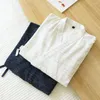 Men's Sleepwear Men Longo Men Algodão Mens Tampe Sleep Sleep V Spring Spring Spring Stried Difrand Bathrobe Nightgown Vintage Kimono Plus Robes