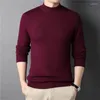 Suéteres masculinos 2023 marca homens cashmere suéter meia gola de malha pulôveres para juventude masculina magro malhas homem qualidade