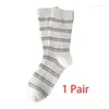 Women Socks Fashion Purple Style Embroidery Letter Stripe Long Cotton Soft Harajuku Female Casual Japanese Breathable