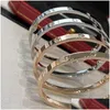 Bangle 4 mm cienki 6th Titanium Steel Designer Women Men Love Sier Rose Gold śrubokręta śrubokręta paznokci bransoletka bransoletka para biżuteria z dhata