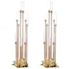 Candle Holders Flowers Vases Road Lead Table Centerpiece Gold Metal Stand Pillar Candlestick For Wedding Candelabra8139071