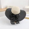 Brede rand hoeden zon hoed zomer anti-uv lady cap dames fedora gewoon floppy rietje voor vrouwen vrouwelijk gaas panama strand