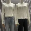 SWEATERS SWEATER KOBIET KOBIETY SWORKI SWITE Jesienne Pullovers Bandyna Swatery długi rękaw V DZIAŁKI DZIAŁKI W CROP TOPS Knitwears dla szczupłych dziewcząt 231118