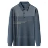 Men's T Shirts Long-Sleeved Lapel T-shirt Autumn Striped All-Matching Polo Shirt Men