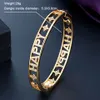 Bangle Zlxgirl Fashion Happy Letter Zirconia Punk Bangle Women Wedding Party Marka złota zaręczyny Dubaj Para Bransoletka Akcesorium 231120