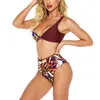 Dames badmode dames bandeau bandage bikini set push-up Braziliaanse strandkleding zwempak print hoge taille split