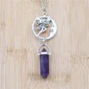 Hanger Kettingen Mode Antiek Zilver Kleur Fee Maan Natuursteen Rozenkwarts Kristal Ketting Vrouwen Mannen Healing Chakra Sieraden Gift