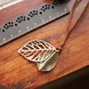 Pendant Necklaces DEAR-LIFE Handmade Jewelry Art Retro Double Leaf Leather Rope Long Sweater Necklace Exquisite Special Gift