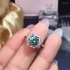 Cluster-Ringe Live Douyin Yanxuan Schmuck Großhandel Acht Herzen und Pfeile Nachahmung Malediven Blau Grün Moissanit Ring