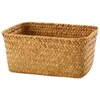 Dinnerware Sets Toy Organizer Seagrass Woven Basket Storage Desktop Case Portable Makeup Decorative Bin Small